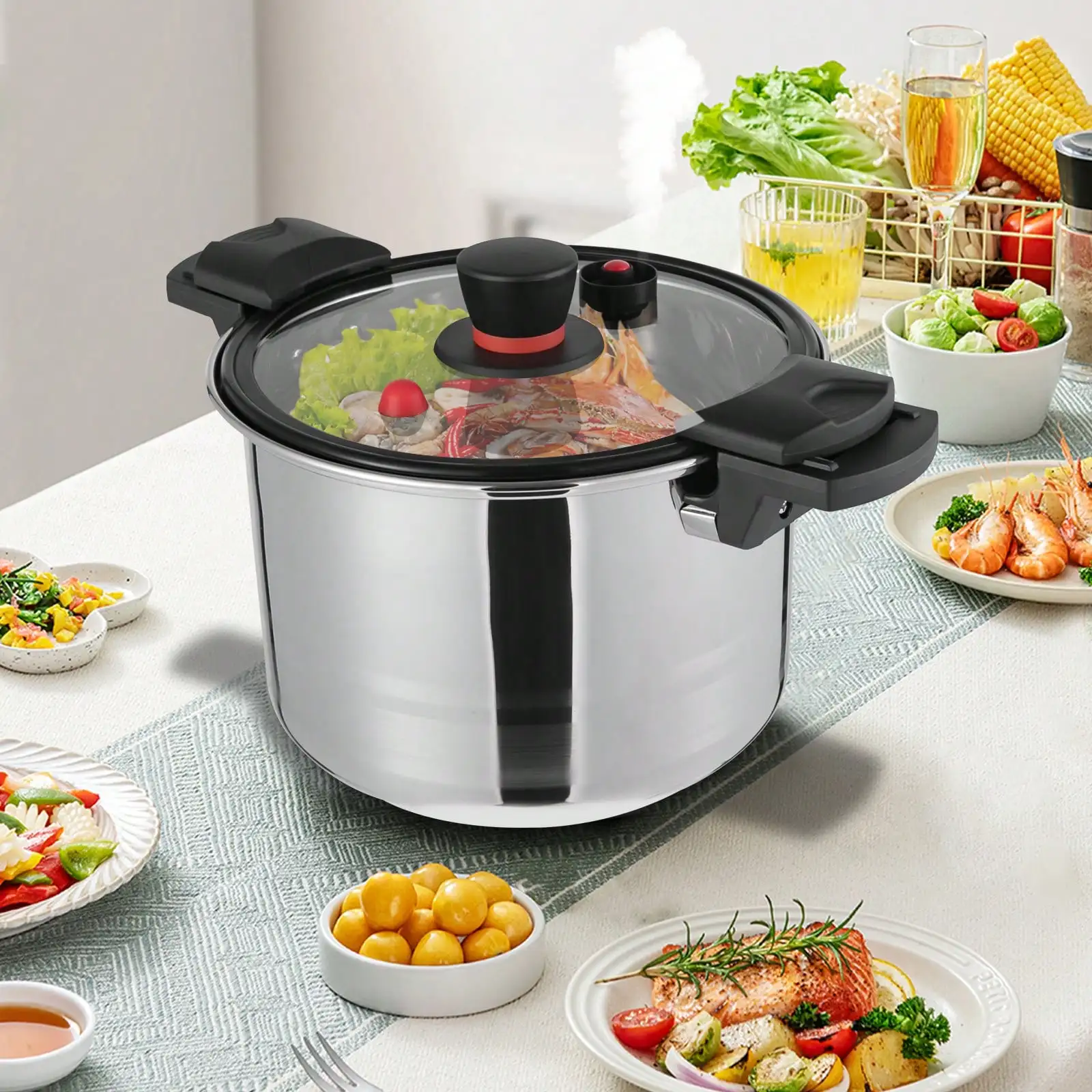 7 L Pressure Pot, Pressure Cooker, 201 Stainless Steel Pressure Pot(D*H:10.2*8.7 In)