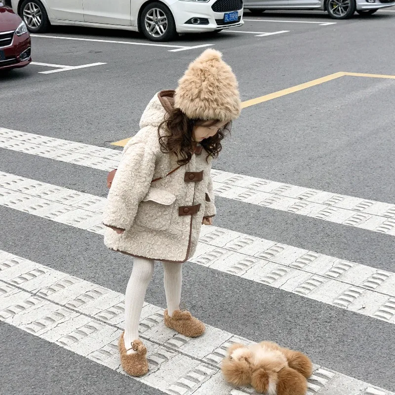 Thick Lambskin Children Clothing Buckle Hooded Warm Coat Jackets Kid Winter Jacket Boy Jacket Children Jacket Куртка Для Девочки
