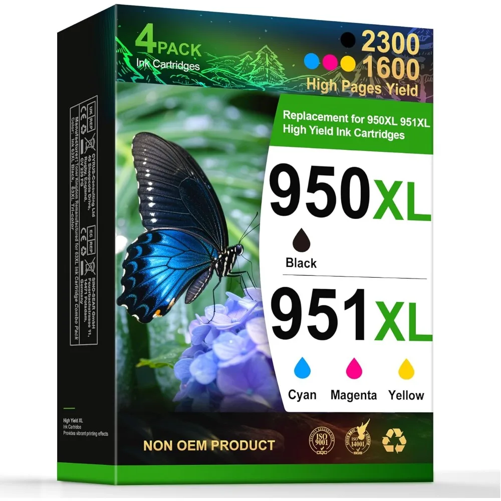 

950XL 951XL Ink Cartridges Combo Pack Replacement for HP 950 951 / 950XL 951XL, Compatible with HP OfficeJet