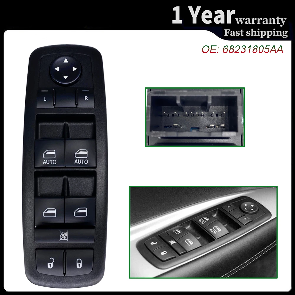 

For Chrysler 300C Dodge Charger Ram 1500 Front Left Master Window Switch Regulator Control Button Console 68231805AA 68139805AB