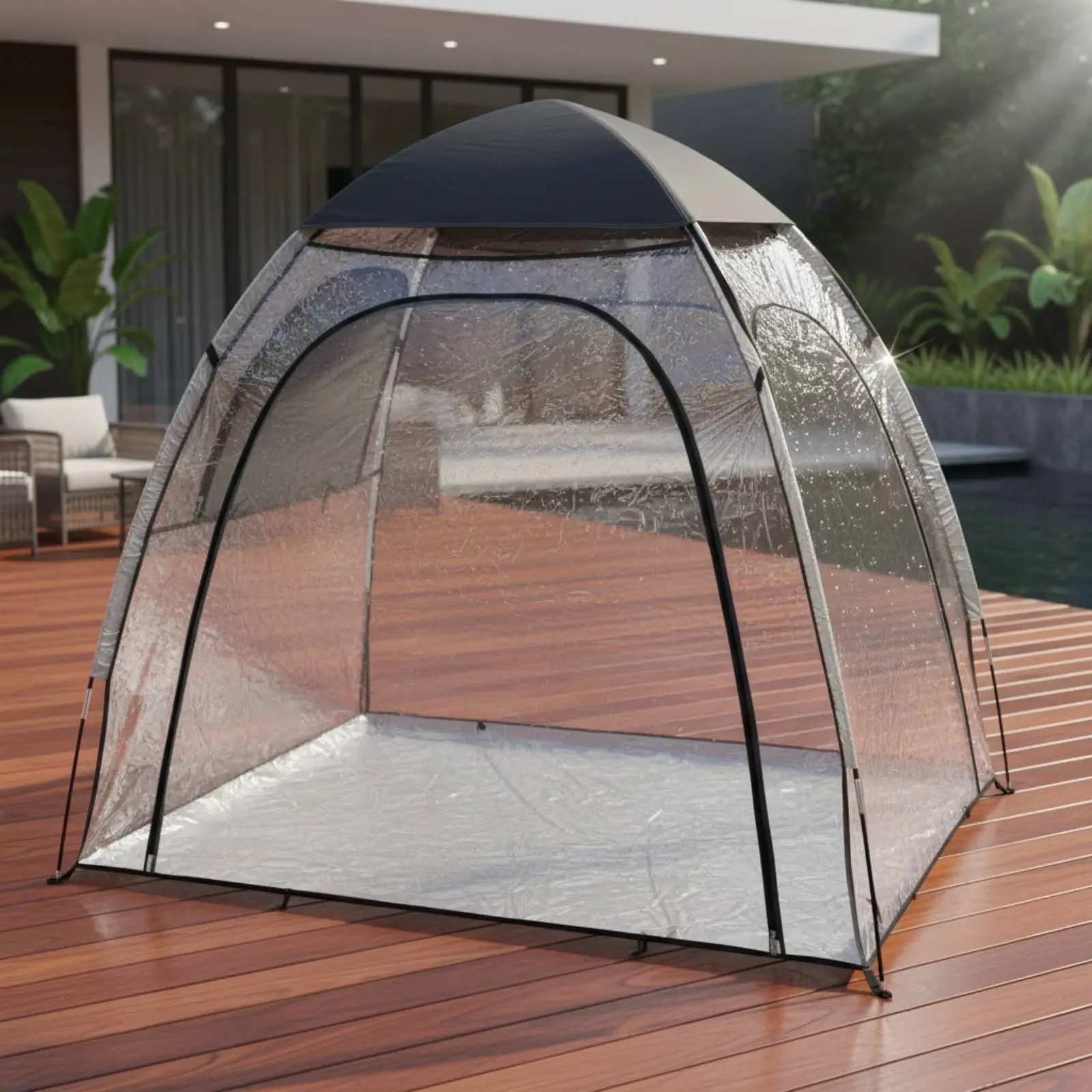 Transparent Camping Tent Rainproof Clear Rain Tent Portable Instant Shelter Warm Camp Gear Thickened PVC for Campers, Fishing
