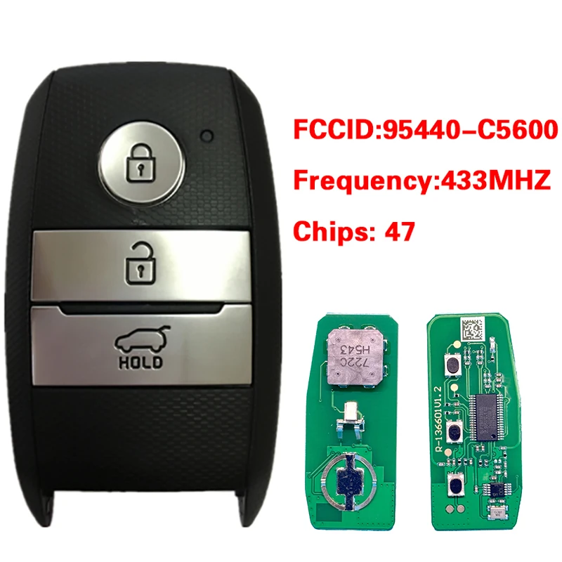 

CN051085 послепродажного обслуживания, 3 кнопки, умный дистанционный ключ FCC 95440-C5600 ID47 чип 433 МГц без ключа для KIA Sorento 2018