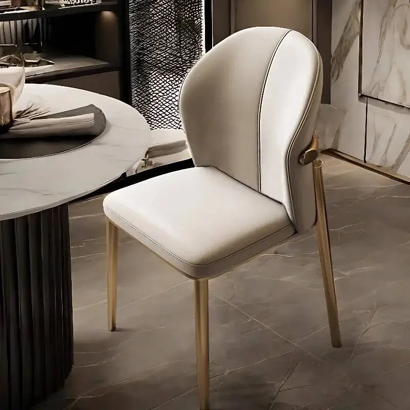 

Leather Dining Relaxing Light Dresser Luxury Chair Home Modern Simple Nordic Cowhide Backrest Aesthetic Hotel Furniture Armchair