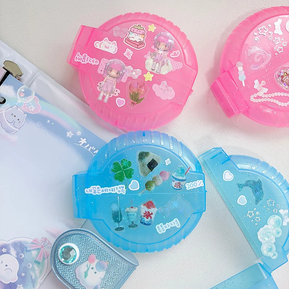 Subculture Early Korean INS Wired Earphones Storage Box with Pendent Beauty Cartoon Home Office Storage Box with Random Stickers