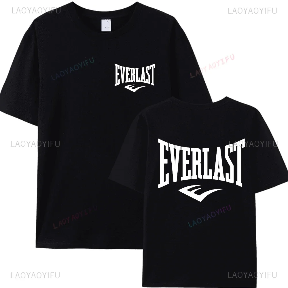 EVERLAST Boxing Logo Cotton T-shirt Fashion Men\'s and Women\'s Short-sleev Printed Tshirt Casual Harajuku Street Clothes Tops