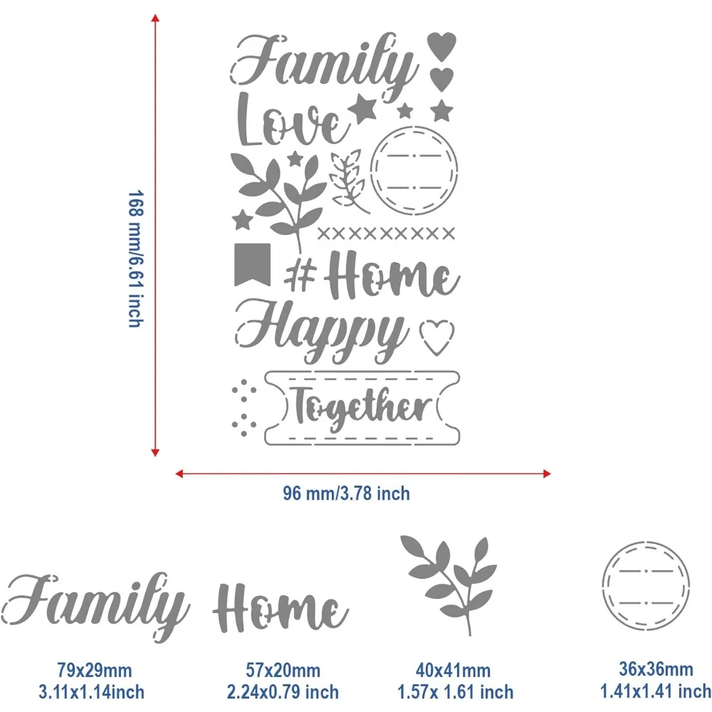 Stensil baja tahan karat tema keluarga templat jurnal kata-kata seni bersama rumah cinta untuk lukisan ukiran ukiran kayu