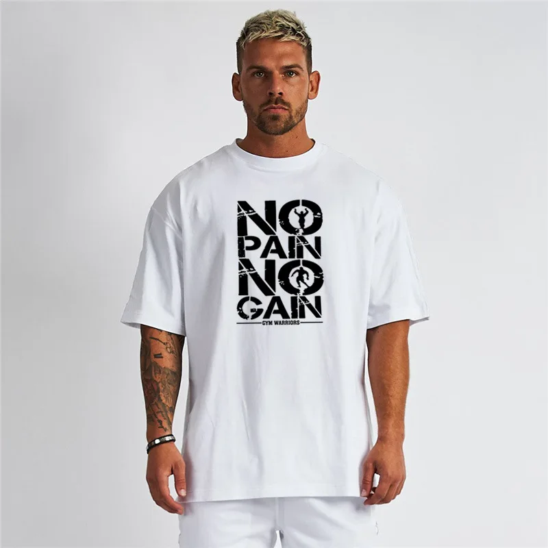 

Мужская хлопковая футболка ort Sve 240 г, свободная спортивная одежда, повседневная удобная дышащая футболка для тренажерного зала Crossfit