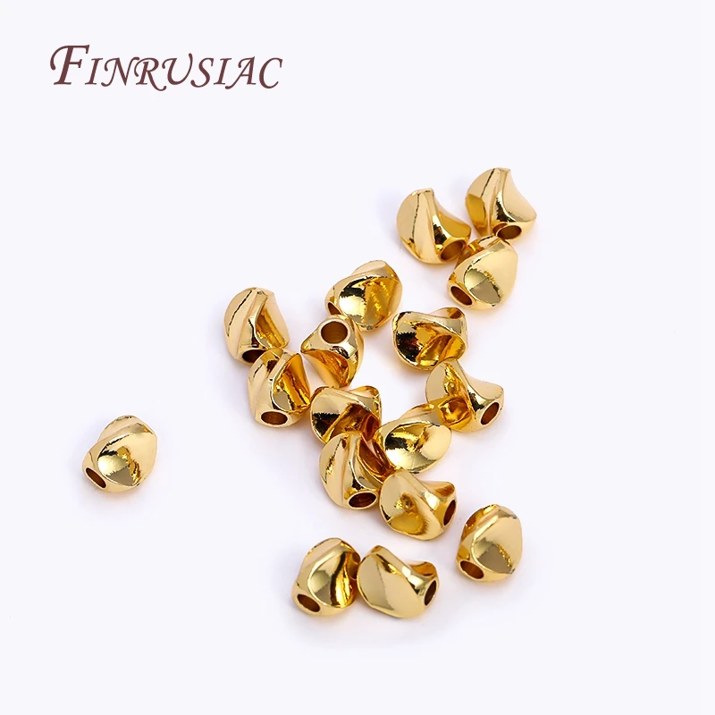 18 Karat vergoldete Twist-Perlen, unregelmäßig facettierte Spacer-Perlen, Messing-Metall perlen für DIY-Halskette Armband Schmuck herstellung – Detail 9