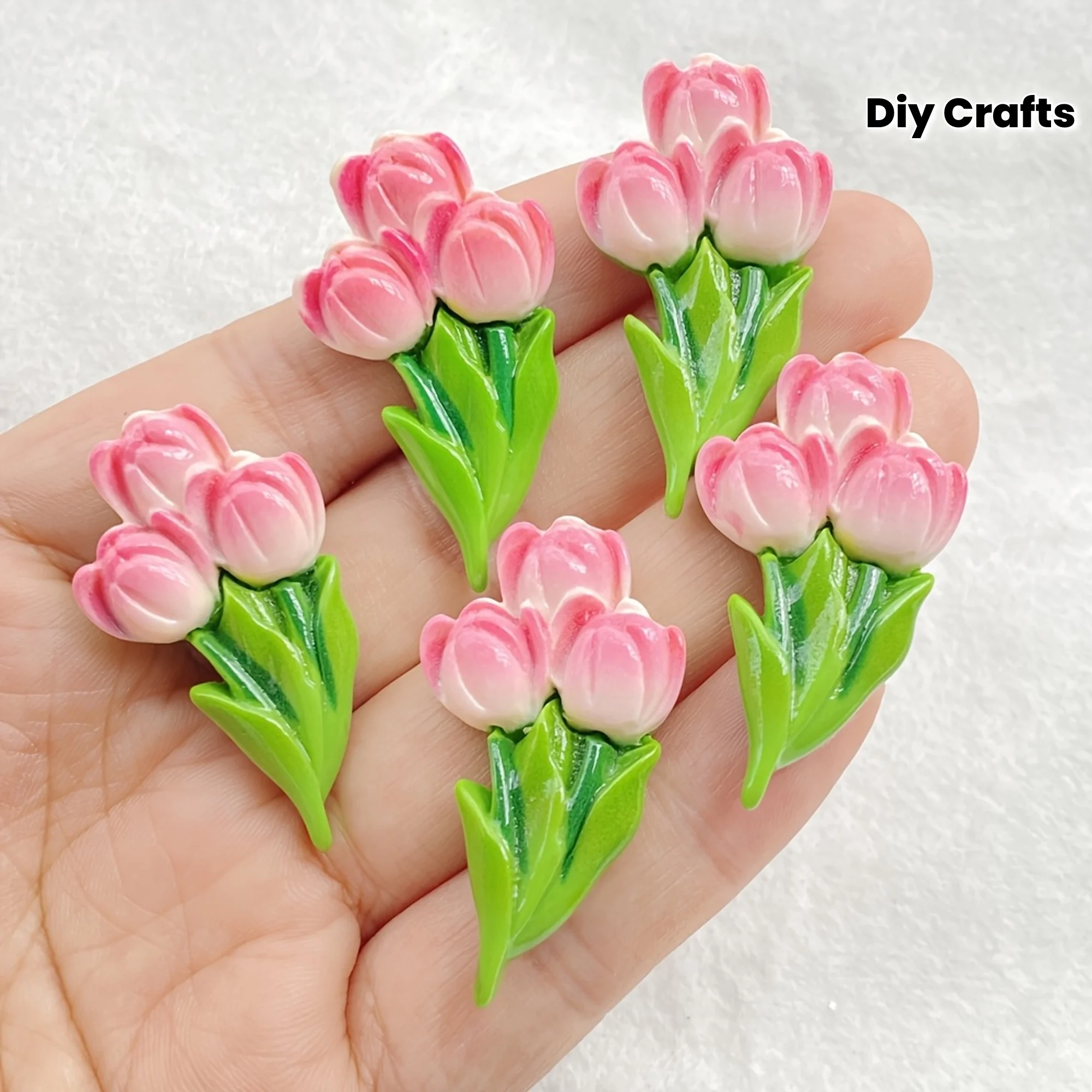 10pcs Resin Flower Statue Set - Flat Tulip Flowers for Scrapbooking, DIY Crafts and Holiday Decorations- No Electricity Required