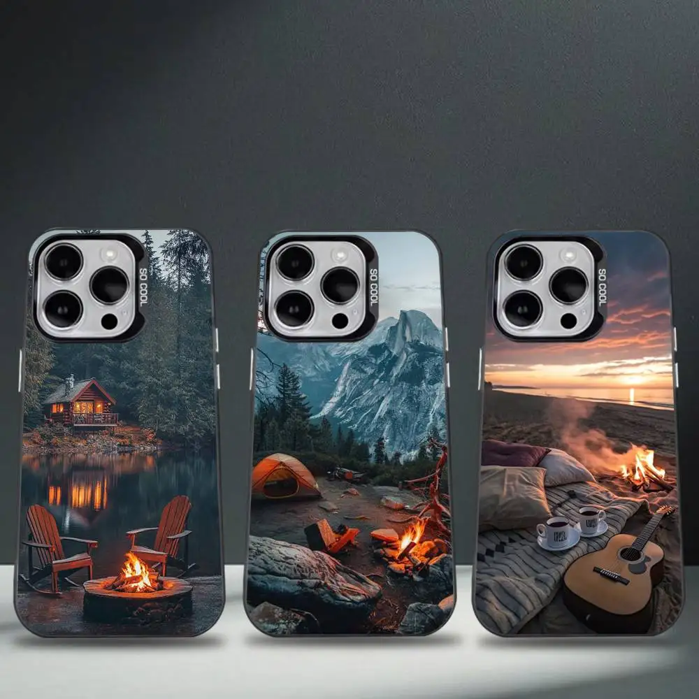 

Mountain outdoor camping Phone Case For iPhone 16,15,14,13,12,11,8,7,Pro,Max,Plus,Mini,XS,SE Anti Fall Black Matte Hard
