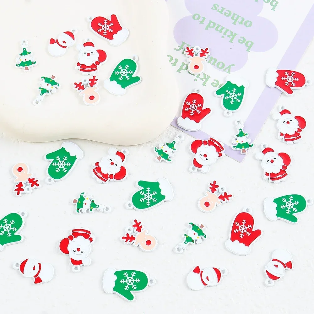 

5Pcs Alloy Christams Charms Cute The Santa Claus Gift reindeer Socks snowflake Snowman Bear Pendant for Jewelry Making Findings