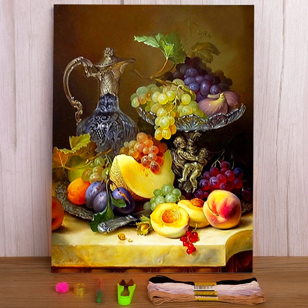 Fruit Landscape Printed Canvas 11CT Cross-Stitch Set Embroidery DMC Threads Hobby Knitting Needlework Sewing For Adults  Design