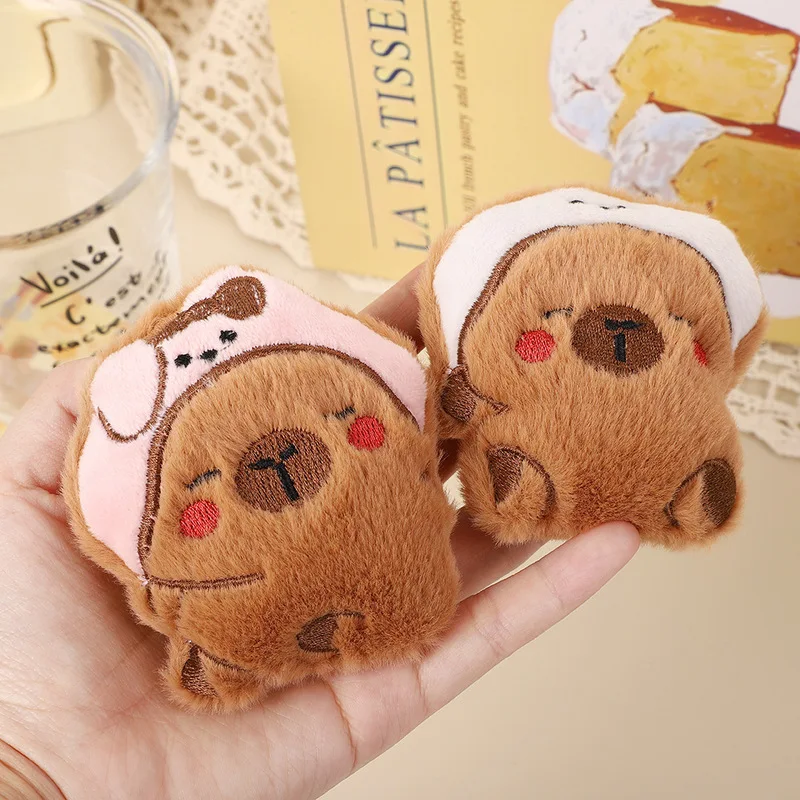 Cute Capibara Plush Keychain Cute Headgear Little Guinea Pig Doll Pendant Backpack Decoration Plush Pendant Birthday Gift