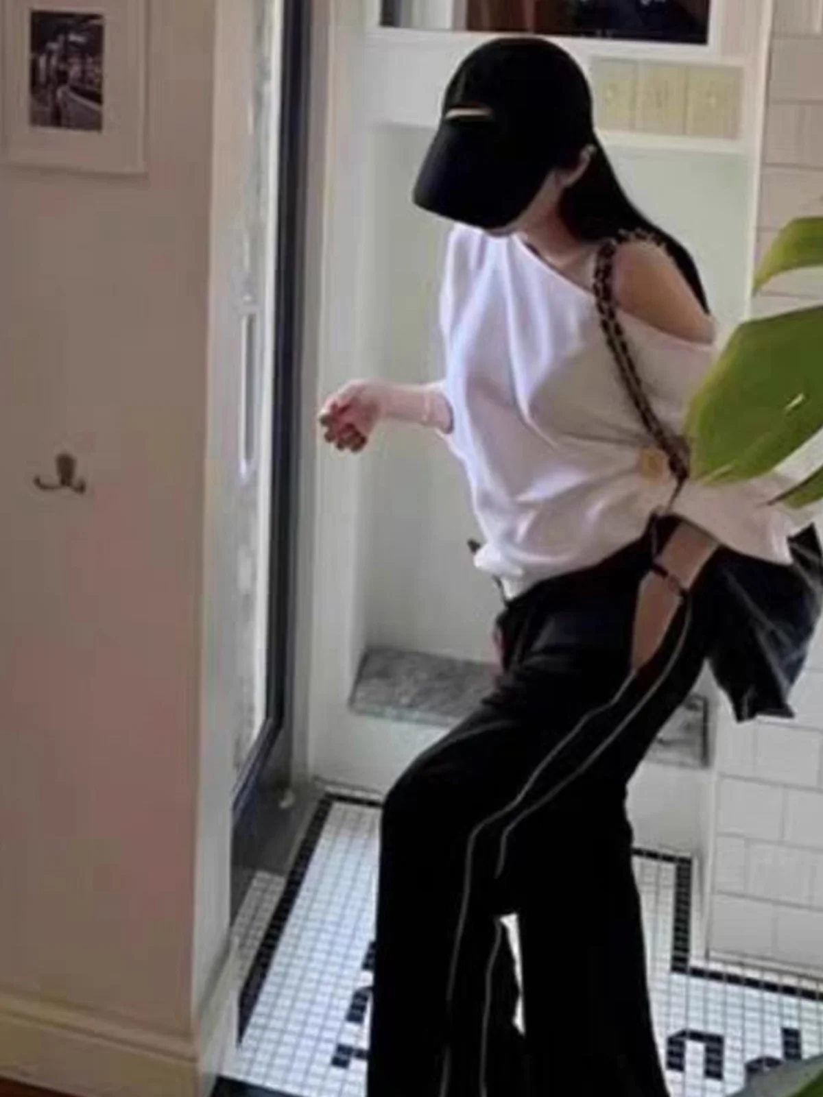 Felpa monospalla da donna allentata Autunno Faion Coreano Sle Capispalla casual ort Sve Long Ne Design Colore puro