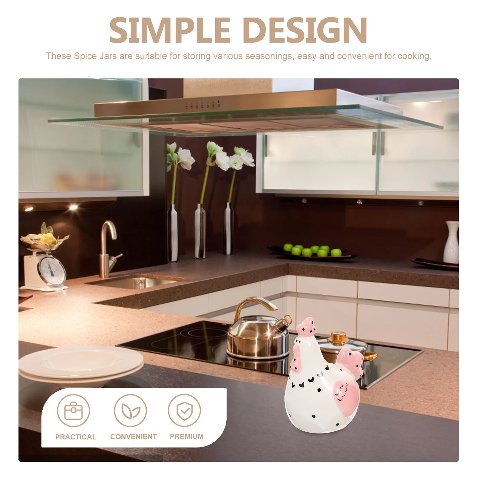 

2Pcs Ceramic Chicken Shaped Seasoning Bottle Set Kitchen Spice Jars Salt Pepper Containers Decorative Kitchen Storage