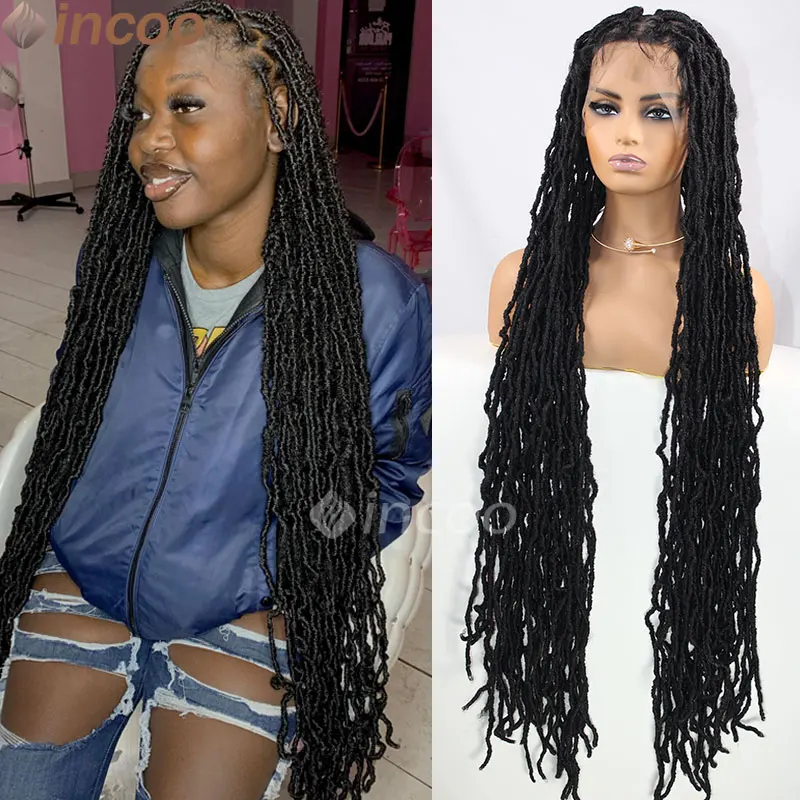 

Synthetic Jumbo Braided Wigs Full Lace Wigs Faux Locs Crochet Goddess Braids Pre Looped Distressed Locs Crochet Dreadlocks Wig