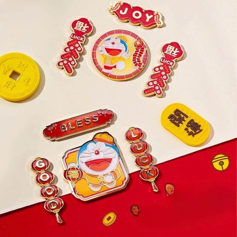 

Blue Big Cat Blind Box Couplet Fridge Magnets Metal Relief Happy New Year Zinc Alloy Cartoon Magnetic Stickers Exquisite Gifts