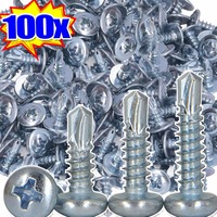 20/100PCS Self-drilling Screws Phillips Drilling Tapping Screws Fast Self Tapping Metal Screw Cross Metal Stud Hardware Fastener