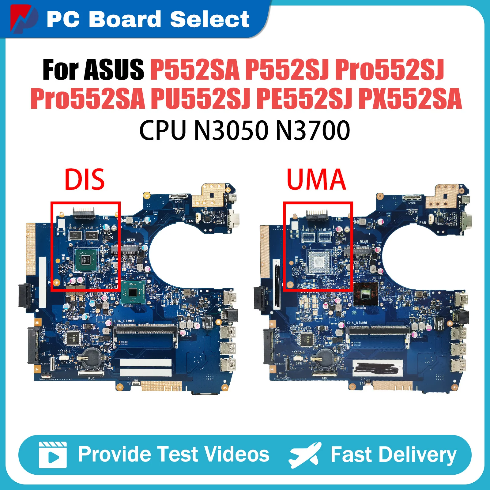 

Notebook Mainboard For Asus P552SA Pro552SJ Pro552SA PX552SA PU552SJ PE552SJ Laptop Motherboard With N3050 N3700 CPU GT920M V2G