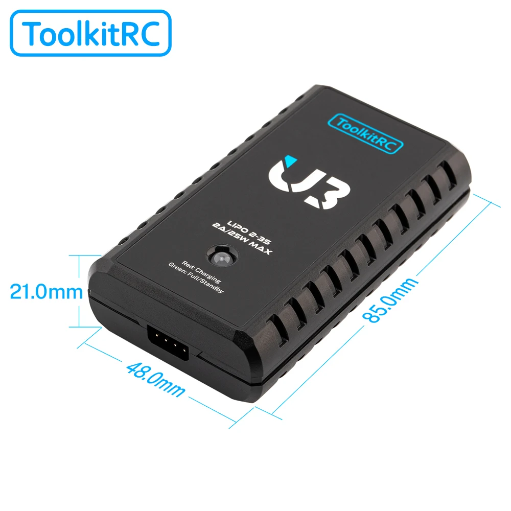 ToolkitRc U3 2-3S Lipo / UN3 4-8S NiMH 2A 25 Вт Быстрое Зарядное устройство USB-C входной порт для транспортных средств RTR
