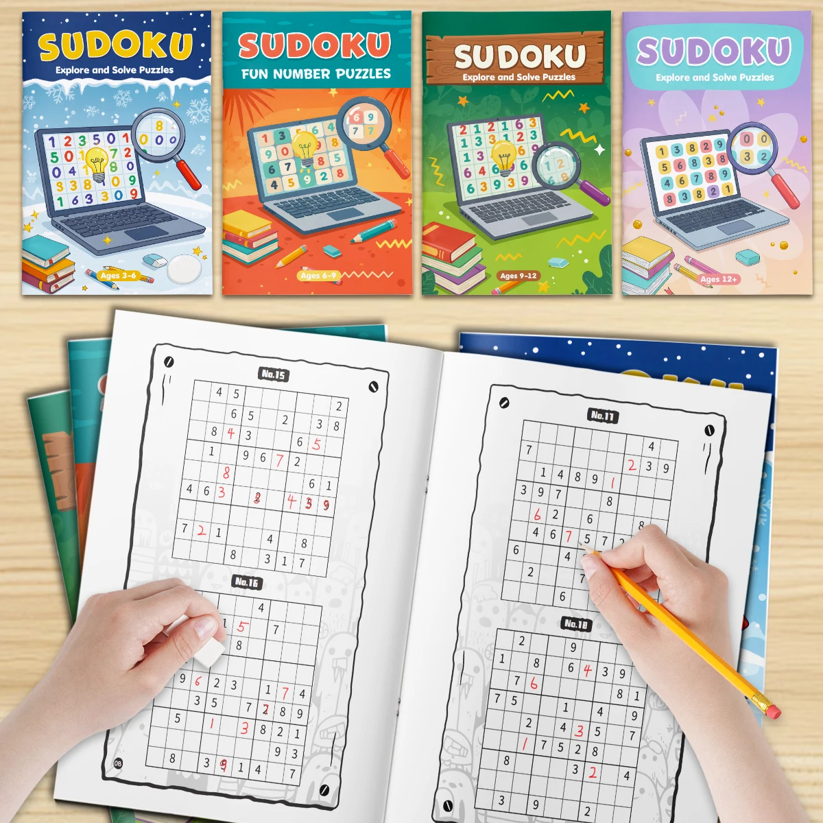 Kids Early Education Sudoku Puzzle Book, Brain Teaser Logic Game Workbook, Number Reasoning Training Book for Toddlers