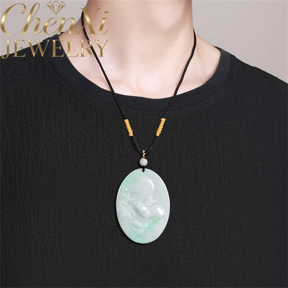 

High-End Natural A-Grade Blue Water Ice-Grade Jadeite Zodiac Rabbit Pendant Fine Jewelry Gift Exquisite Popular Best Selling