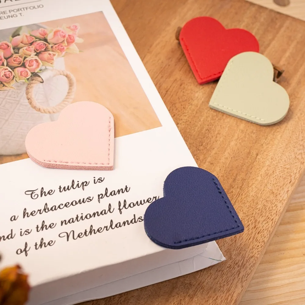 Portable Heart-shaped Corner Page Marker Multicolor Vintage Leather Bookmark Durable Simple Book Page Marker Readers
