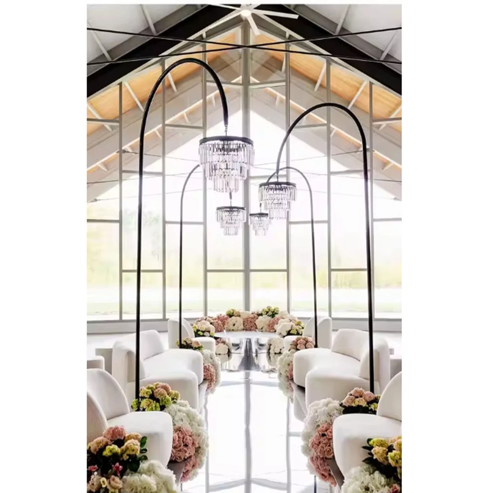 

4pcs black Metal LED Light Arch Iron Wedding Flower Backdrop Stand Wedding Party Props for Events Decor