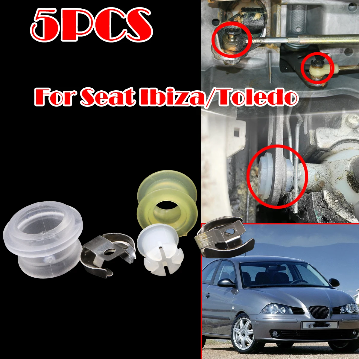 

5Pcs MT Gearbox Repair Kit Shifter Cable End Bushing For Seat Ibiza 2002-2015 Selector Lever Trambulator Car replacement parts