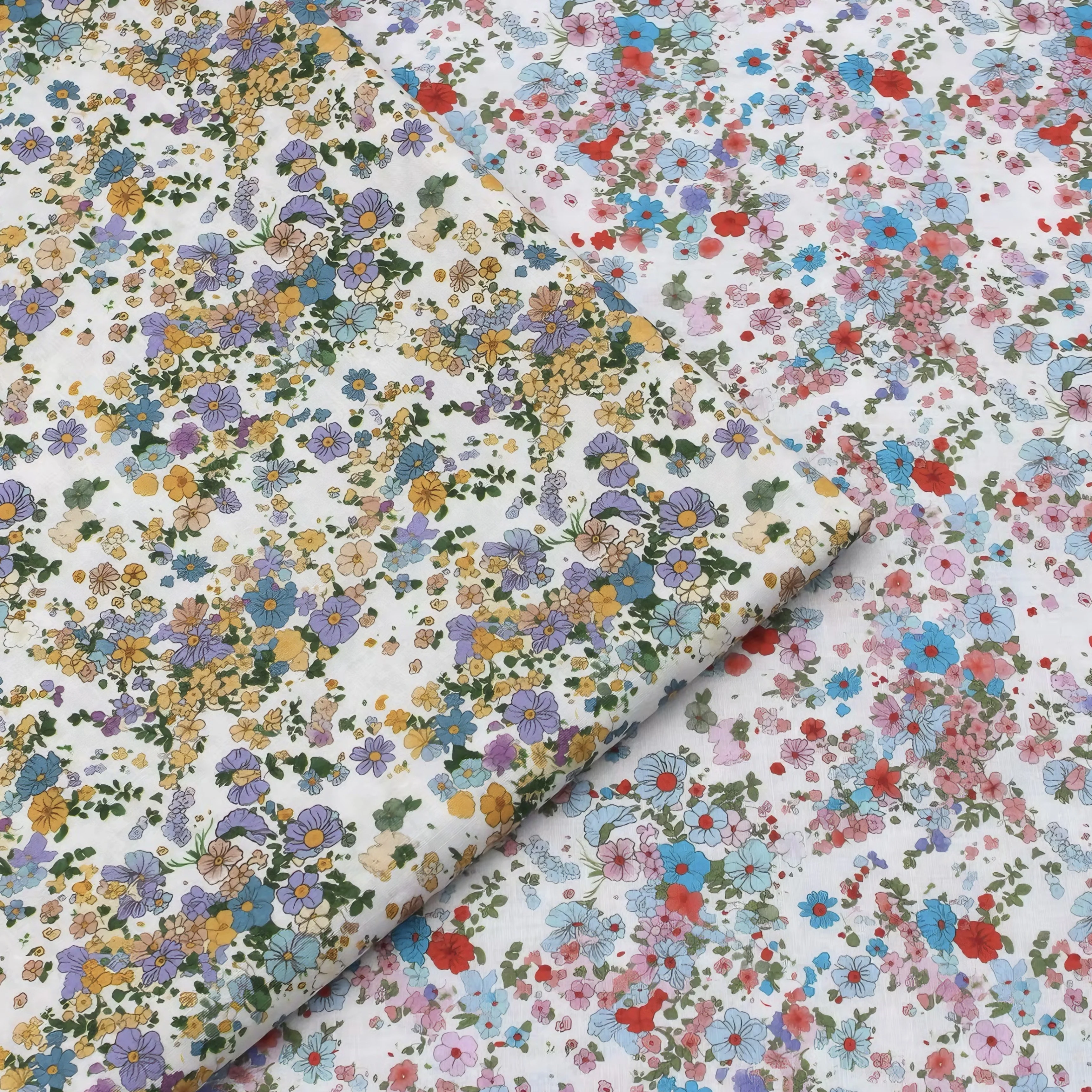 Retro Mixed Wildflower CottonFabric Cloth Sold By Meter DIY Sewing Material For Dress Skirt Blouse Pillow Curtain Home Decoratio