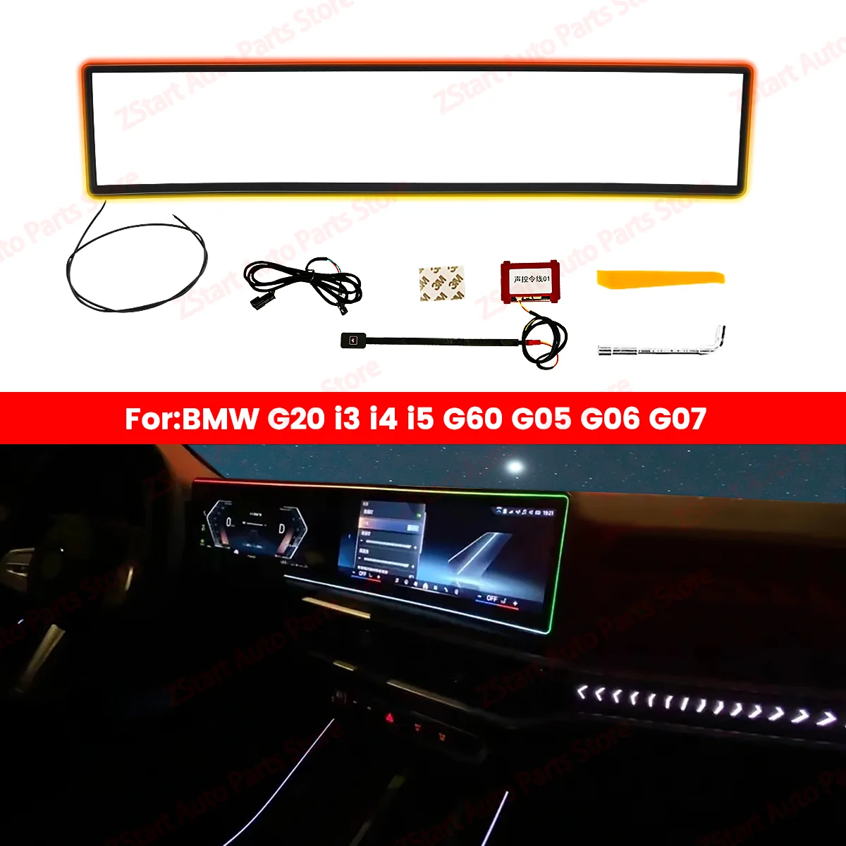 11 Color LED Screen Light For BMW G20 G26 G60 G05 X5 G06 X6 G07 X7 M3 M4 i3 i4 i5 Series Car Monitor Display Ambient Light Part