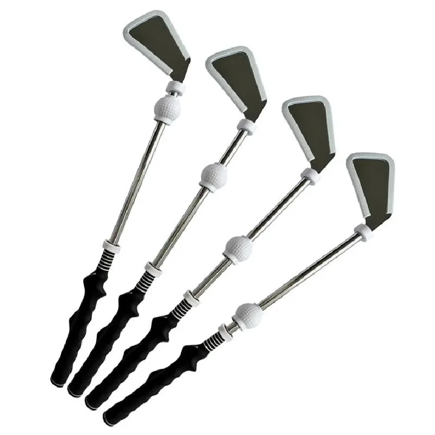 Retractable Golf Swing Training Aid,Rhythm Click Sound Warm Up Golf Swing Trainer,Golf Grip Trainer Attachment -Strength & Tempo
