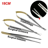 Porta agujas Castroviejo Dental de 18cm, tijeras quirúrgicas, pinzas de sujeción para implante de ortodoncia, pinzas, herramientas de odontología