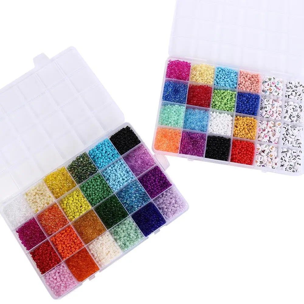 Toys Multicolor Rice Bead Diy Jewelry Accessories Pure Rice Beads Kits With Cord DIY Jewelry Accessories Glass Rice Beads