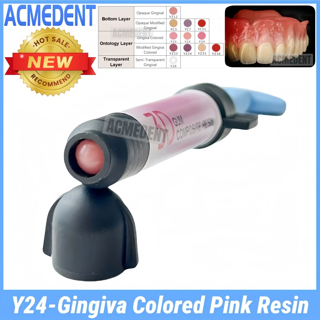 

Y24 Розовая смола Gingiva Цветной стоматологический светильник Cure Gingiva Смола 3D Gum Композитная смола Онтологический слой Микронаполнитель как GC 4g