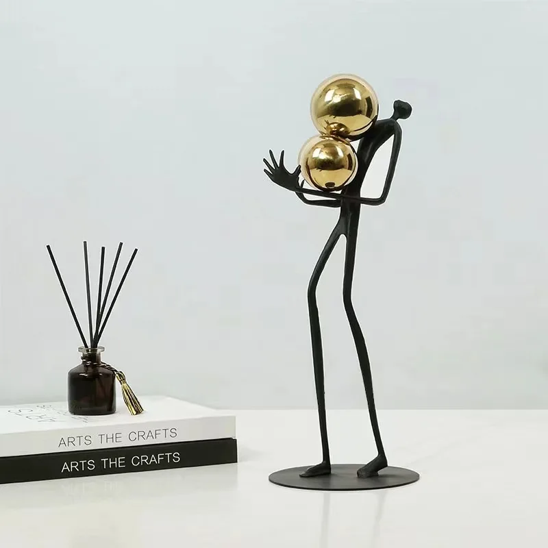Black ball hugger metal art ornament living room model room TV cabinet home decoration