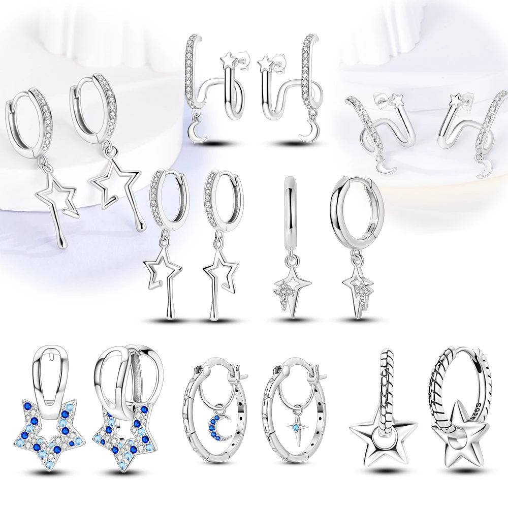 Ohrringe mit Buchstaben, Stern, Mond und Kreis für Frauen und Mädchen, trendiger Modeschmuck, hochwertiges, zierliches, elegantes Geschenk
