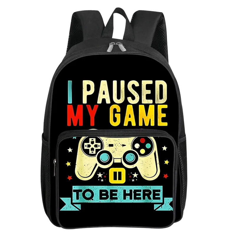 GamePad-patroon vierkante rugzak met voorvak voor jongens en meisjes Beste cadeaus 2D platte cartoon schooltassen voor kinderen