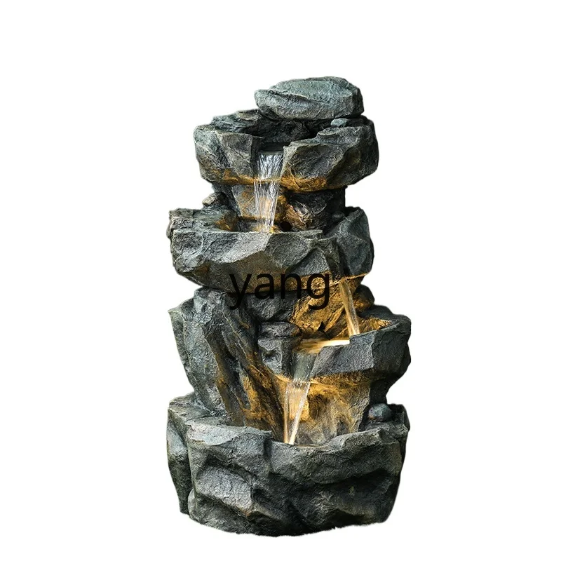 LMM imitation stone rockery, flowing water makes money, fountain ornament, outdoor garden, courtyard, circulating pool