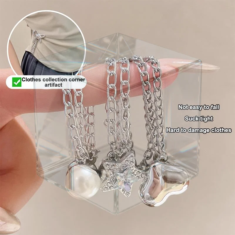 

Magnetic Clothing Clips Detachable Nail Free Chain Clips Seam Free Leg Fixing Closure Buckle Length Shortening Tool