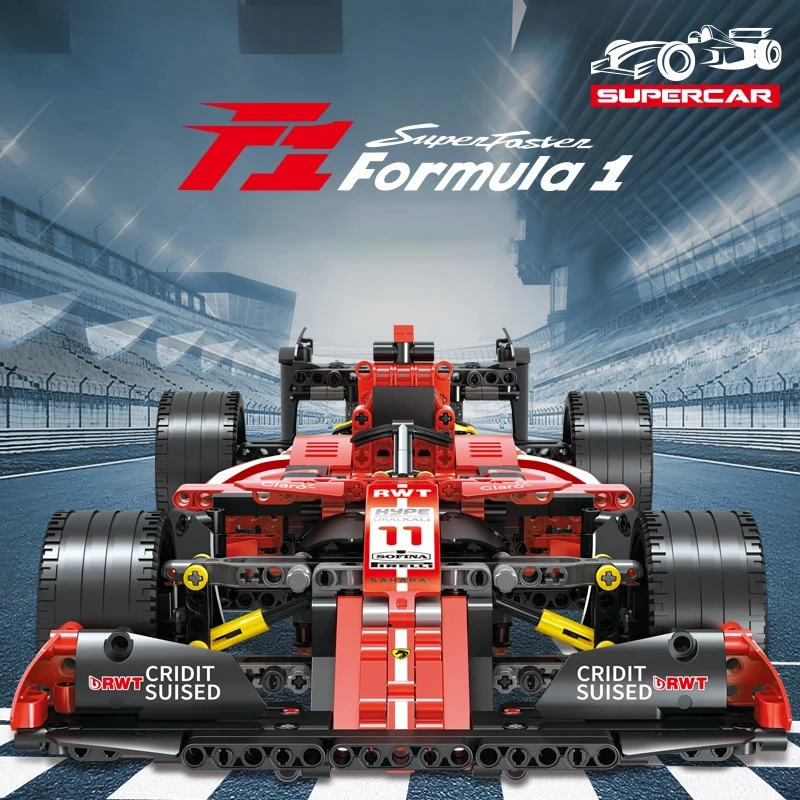 

1280Pcs High-Tech Formula Cars 023005 Red F1 Building Blocks Sports Racing Cars Super Model Kits Bricks Toys for Kids Boys Gifts