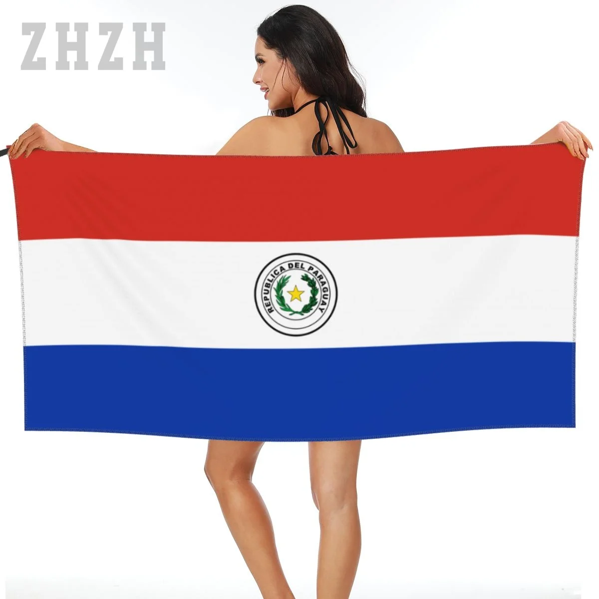 More Design Paraguay Flag Emblem Bath Towel Quick dry Microfiber Absorbing Soft Water Breathable Beach Swimming Bathroom