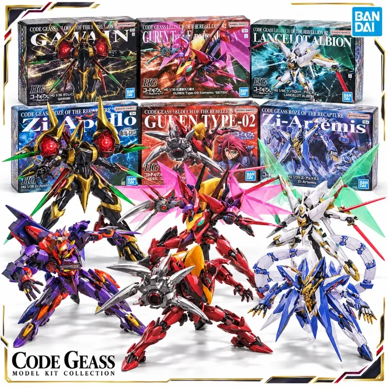 Bandai HG 1/35 Code Geass Gawain Guren Seiten Lancelot Albion Zi-Apollo Guren Type-02 Zi-Artemis Model Kit Toys Action Figures