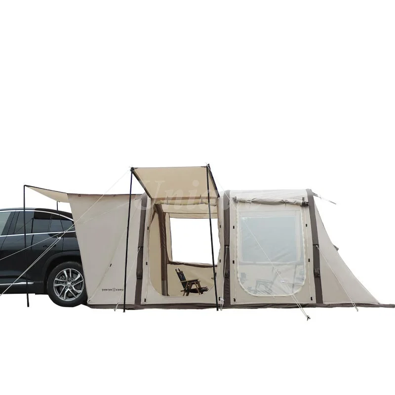 Portable Waterproof Car Rear Tent, Outdoor Camping Shelter, Inflatable Hiking Sunshade, 3-5 Person