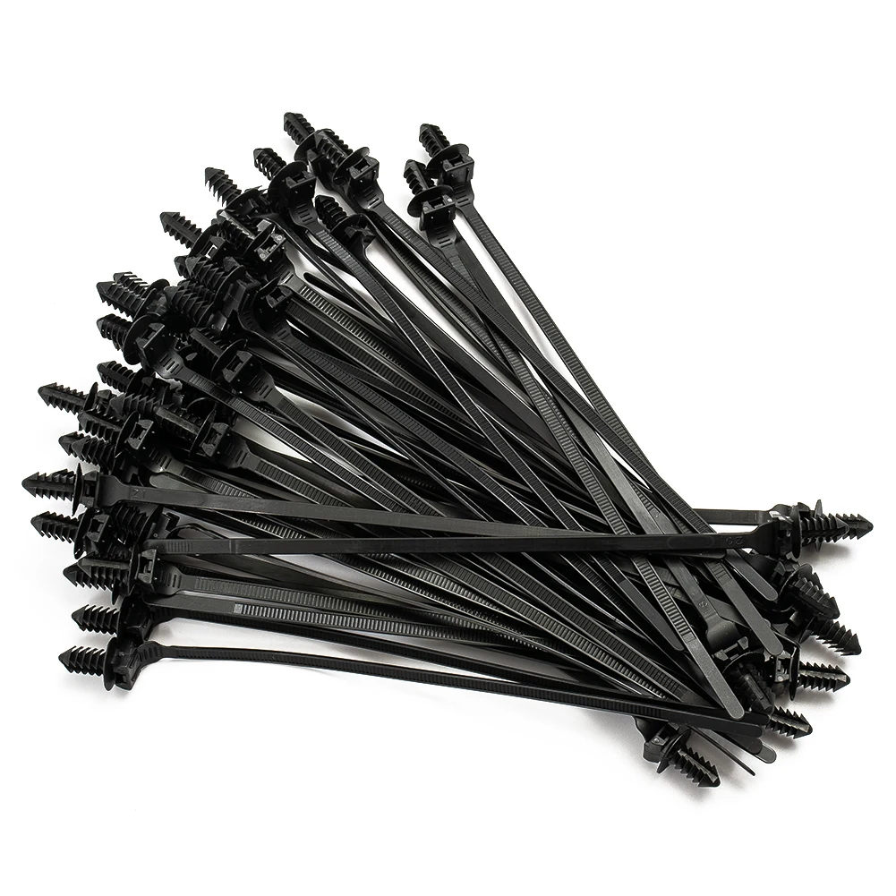 Nylon Cable Ties Wear-resistance Wire Parts Pipe Released Zip Straps 185mm 50pcs Black Car Fastener Bundle Nylon