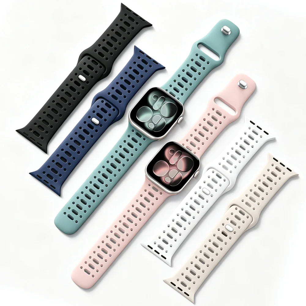 Silicone Strap for Apple Watch Bands Ultra 3 49mm 46mm 45mm 44mm 42mm 40mm Brecelet Correa for iWatch Series SE 11 10 9 8 7 6 5