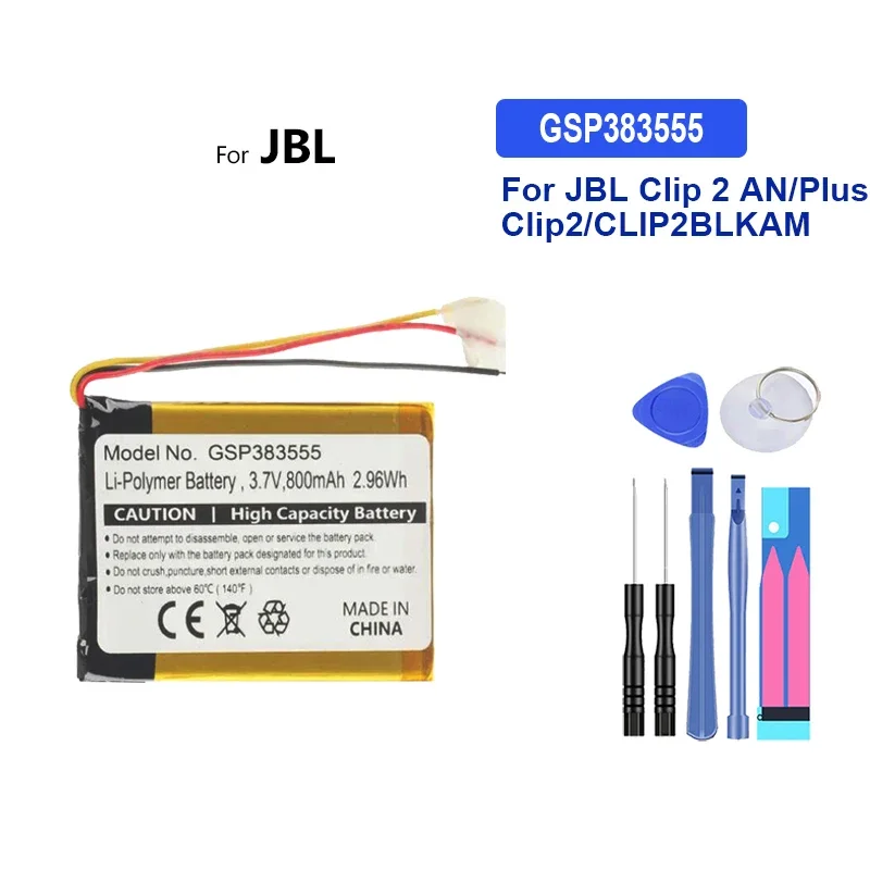 800mAh Replacement Battery GSP383555 For JBL Clip 2 AN Plus Clip2 CLIP2BLKAM CS056US P04405201