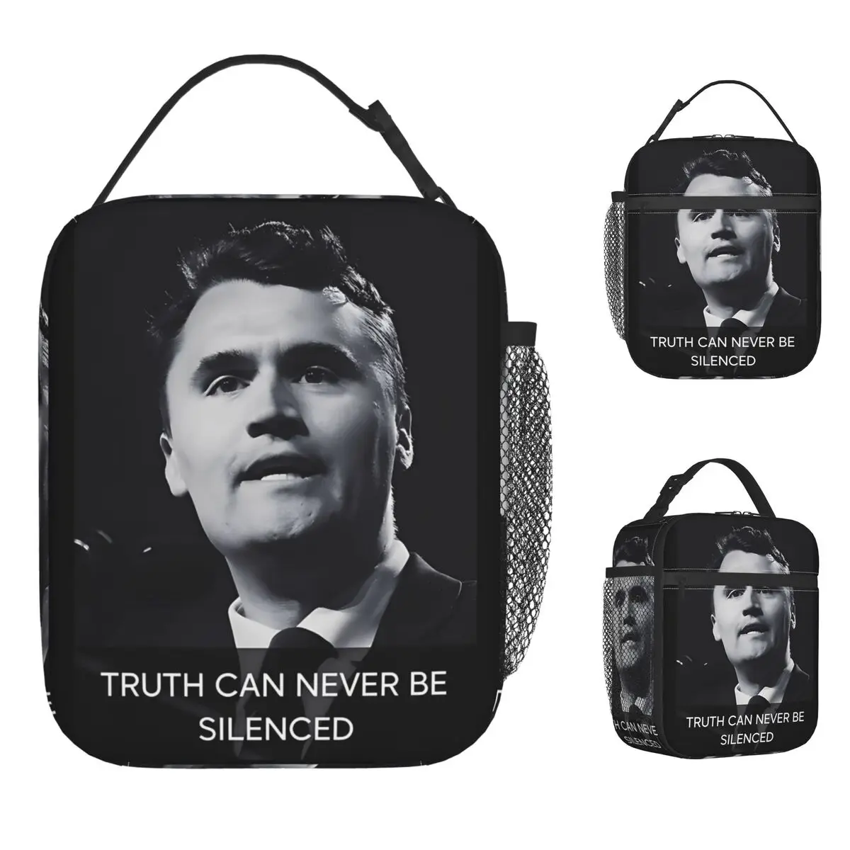 

Сумка для обеда Charlie Kirk для женщин, коробка для завтрака на заказ, эстетическая школьная сумка-холодильник, портативная изолированная сумка-тоут Оксфорд, сумки для еды