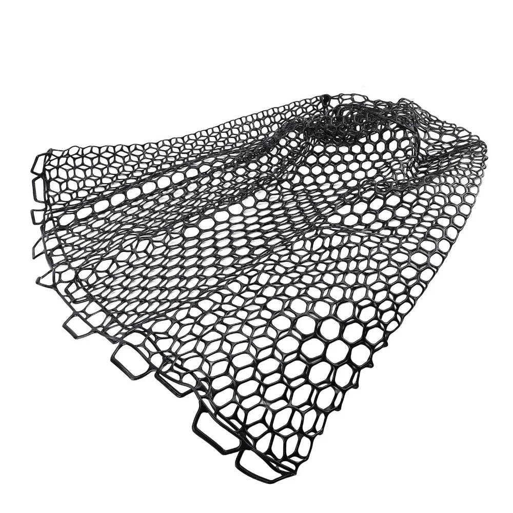 Durable PVC Fishing Replacement Net 79cm Depth 59cm Diameter Fishing Landing Net Black Foldable Fishing Landing Mesh Fly Fishing