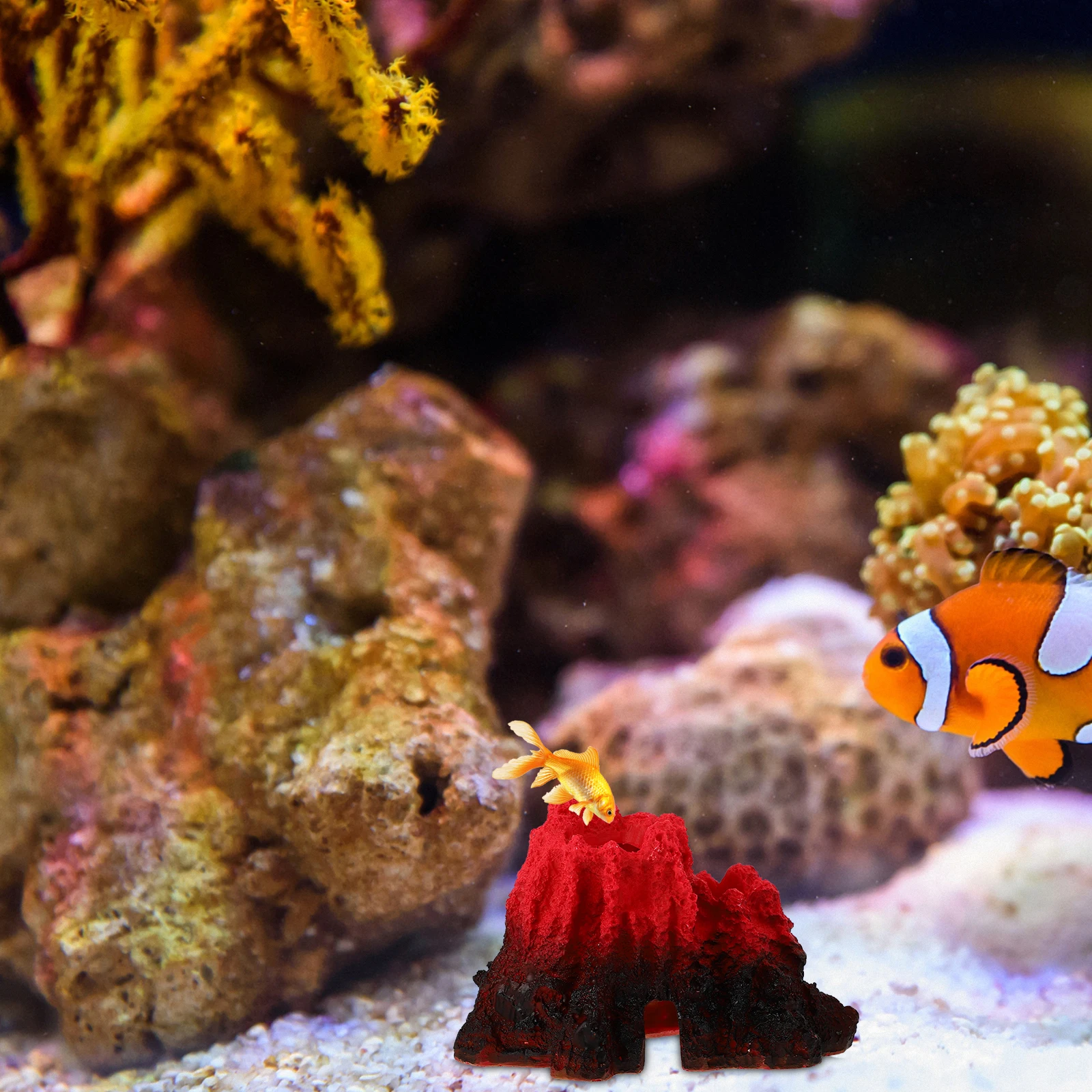 

1Set Artificial Volcano Aquarium Decoration Resin Rockery Fish Tank Landscaping Ornament Artificial Volcano Aquarium Decor